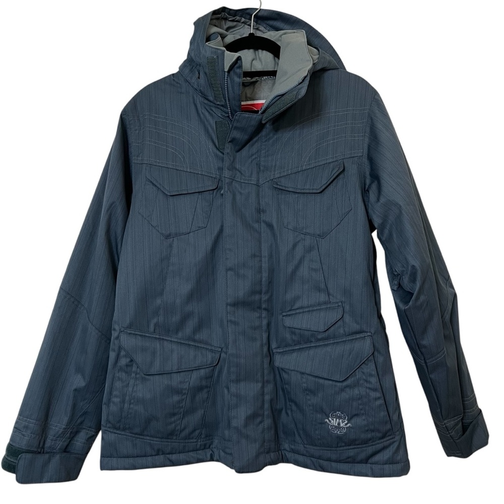 SIMS SNOWBOARDING/SKI HOODED JACKET IN BLUE SIZE LARGE.